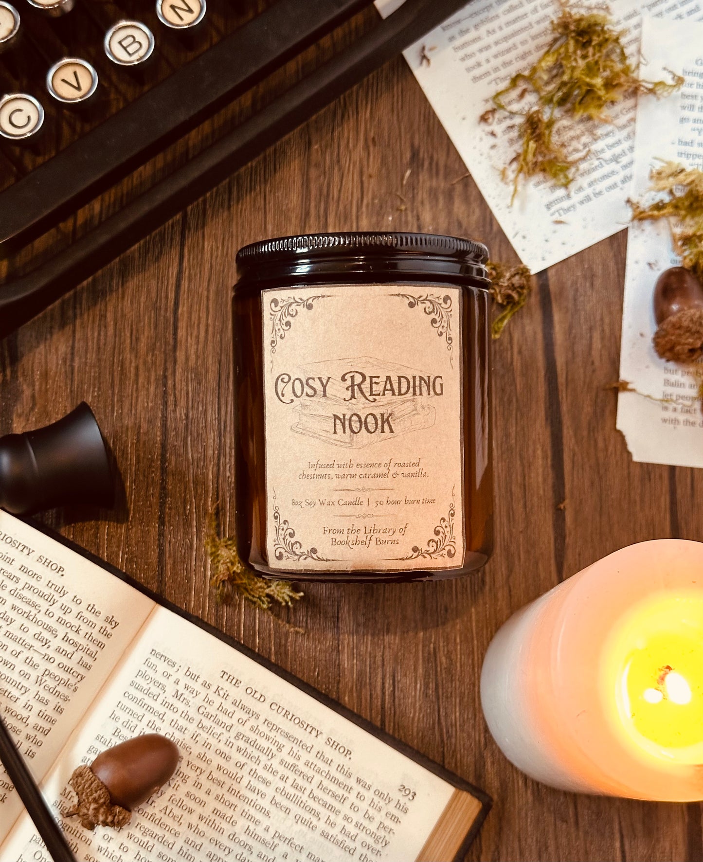 Cosy Reading Nook - Roasted Chestnut & Caramel Scented Soy Wax Candle