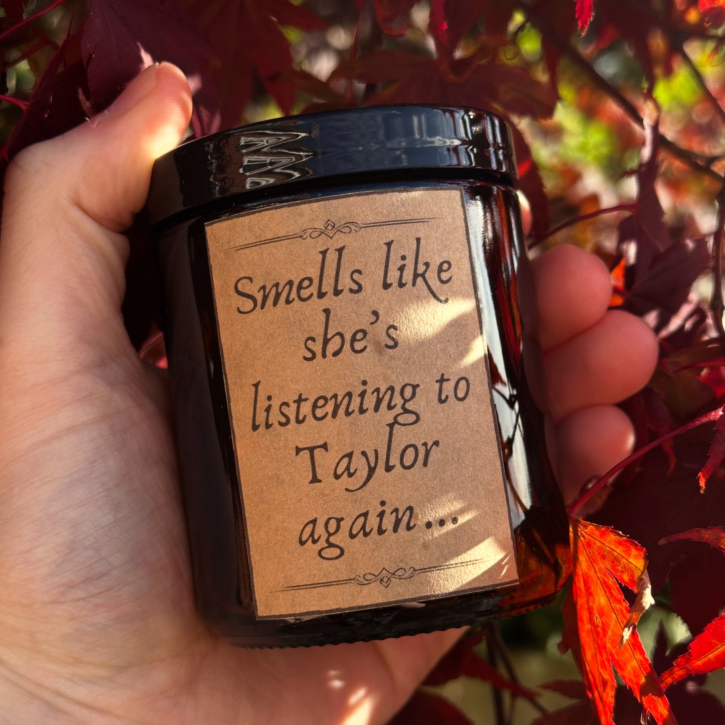 Smells like she’s listening to Taylor again… 8oz Soy Wax Scented Candle (Damp Moss & Fresh Rain)
