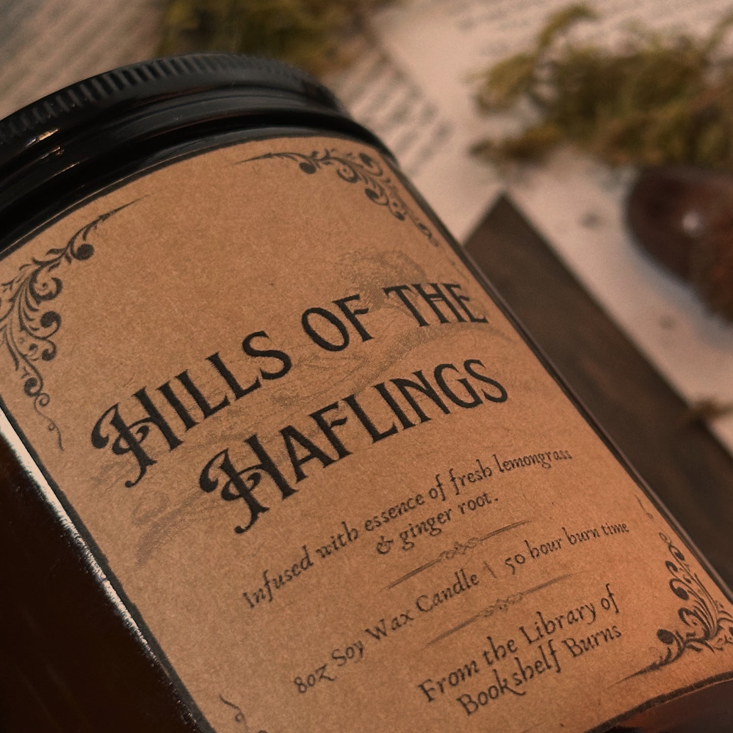 Hills of the Halflings - Lemongrass & Ginger Scented Soy Wax Candle