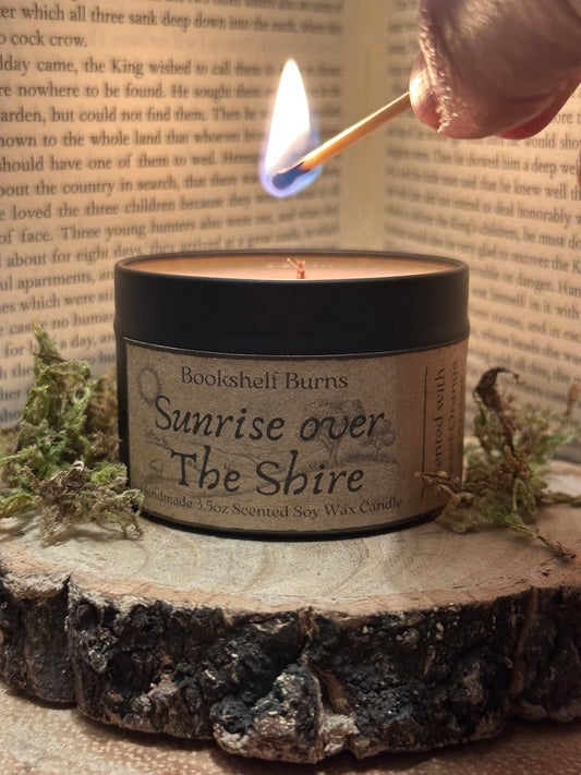 Sunrise over the Shire - Warm Amber & Sweet Orange Scented Soy Wax Candle