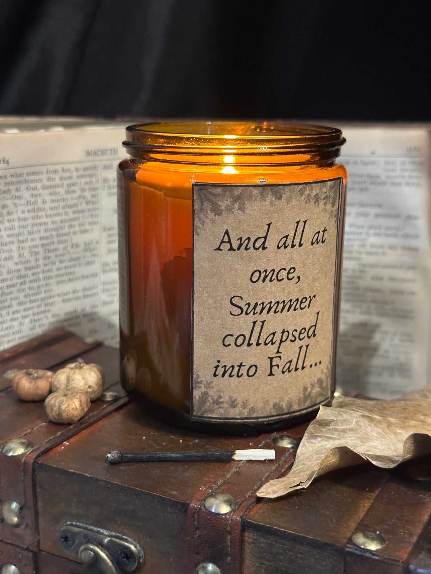 Autumnal Quote Candle - 8oz Seasonal Scented Soy Wax Candle