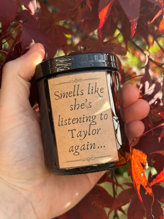 Smells like she’s listening to Taylor again… 8oz Soy Wax Scented Candle (Damp Moss & Fresh Rain)