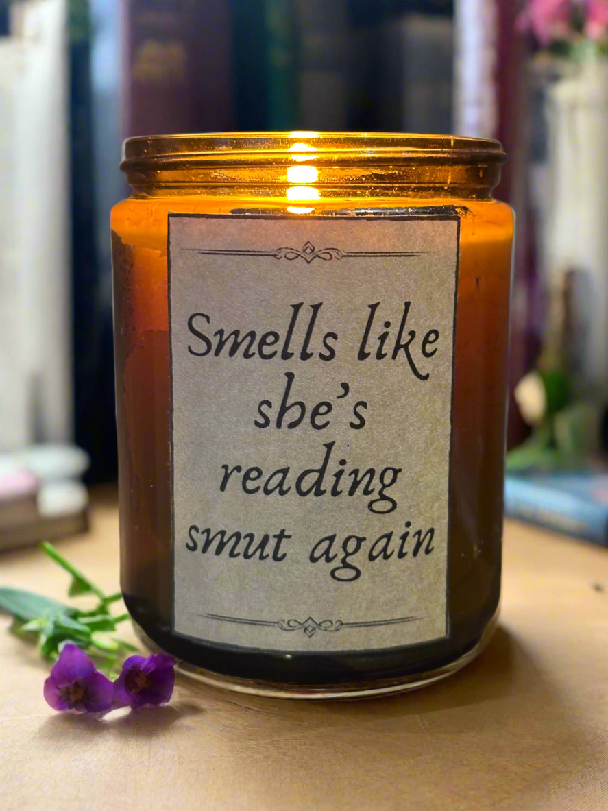 “Smells like she’s reading smut again” - Red Cherries & Pomegranate Scented Soy Candle
