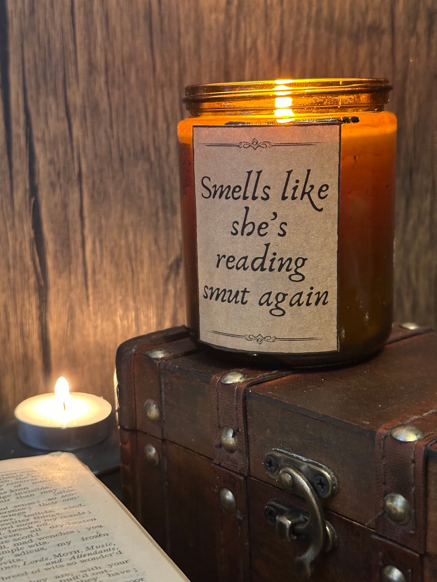 “Smells like she’s reading smut again” - Red Cherries & Pomegranate Scented Soy Candle