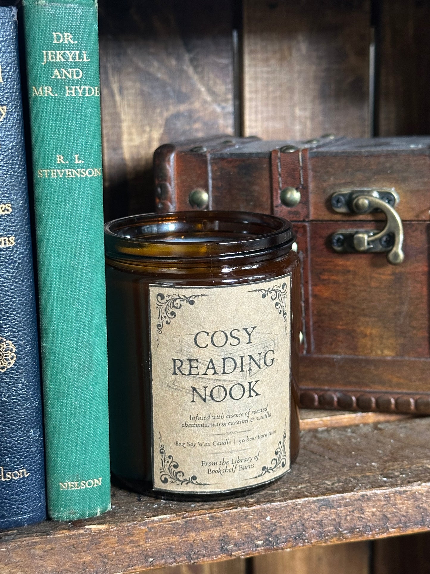 Cosy Reading Nook - Roasted Chestnut & Caramel Scented Soy Wax Candle