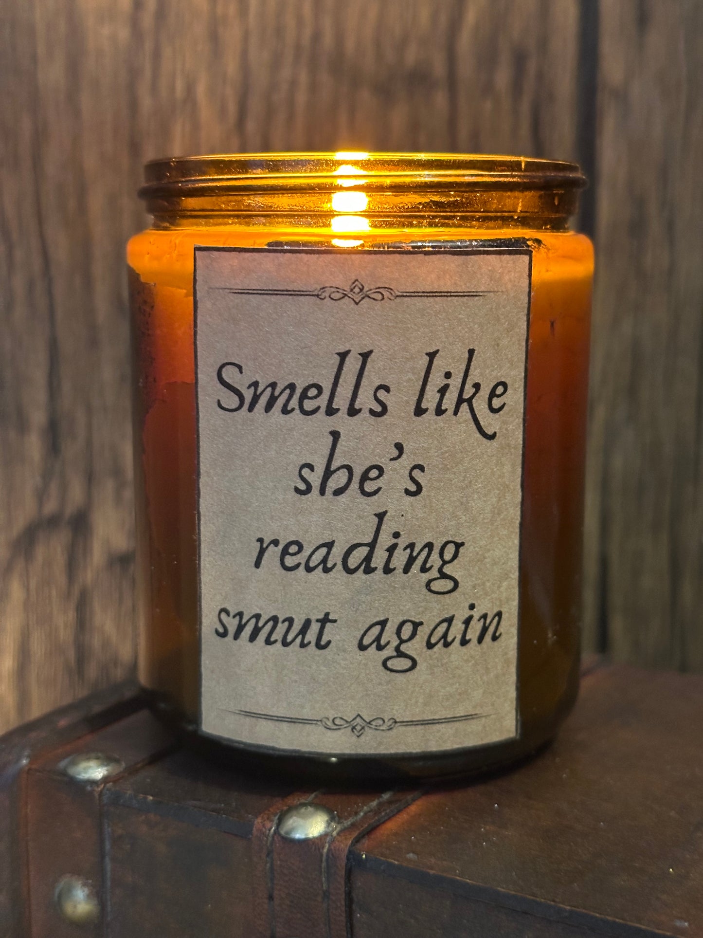 “Smells like she’s reading smut again” - Red Cherries & Pomegranate Scented Soy Candle