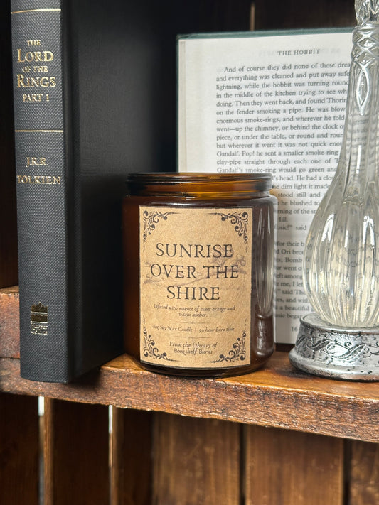 Sunrise over the Shire - Warm Amber & Sweet Orange Scented Soy Wax Candle