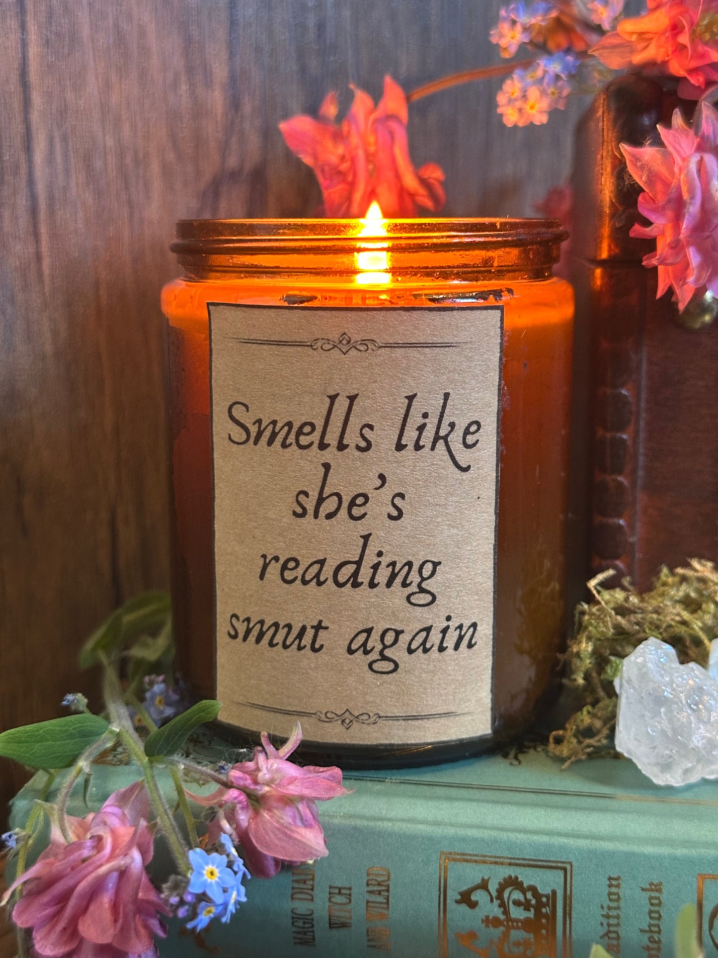“Smells like she’s reading smut again” - Red Cherries & Pomegranate Scented Soy Candle